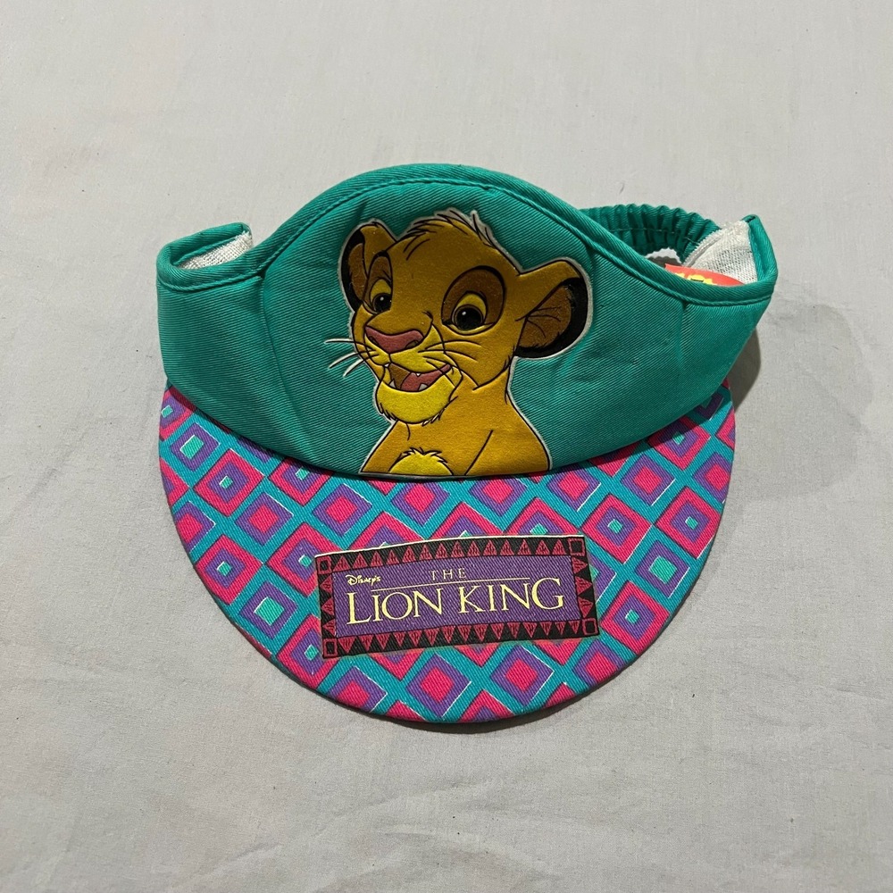 Vtg Disney Kids Green The Lion King Simba Children Sun Shade Visor Hat Cap 3-6